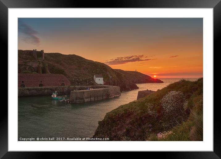 Sunset at Porthgain Harbour Framed Mounted Print by chris ball