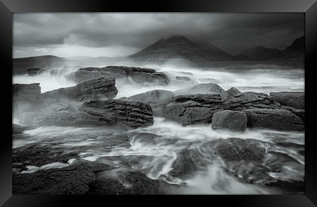 Elgol Wavebreak on the Isle of Skye Framed Print by John Frid