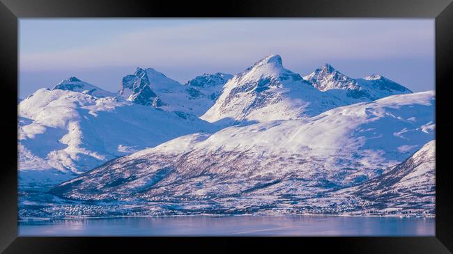 Norway Mountains near Tromso Framed Print by John Frid