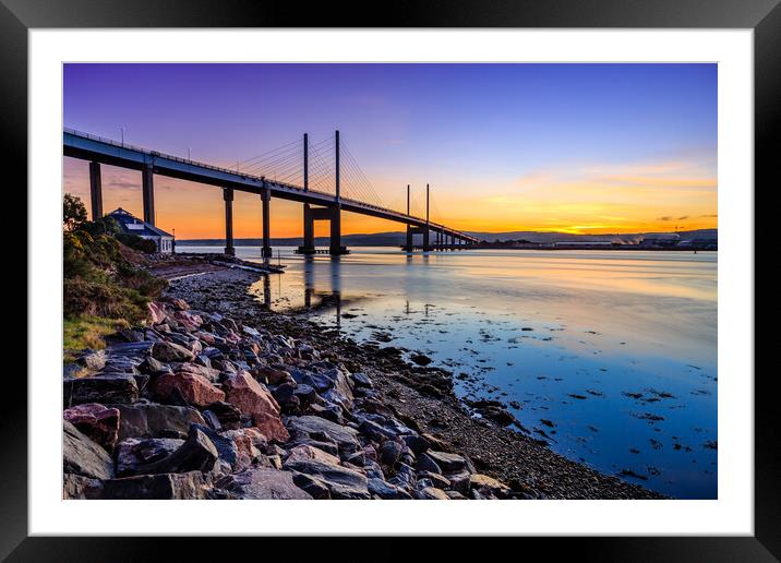 Moray Firth Winter Sunrise - Kessock Bridge Framed Mounted Print by John Frid