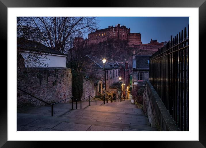 Edinburgh Castle at sunrise Framed Mounted Print by John Frid