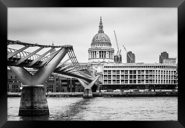 The Millenium Bridge and St Paul's Cathedral panor Framed Print by John Frid