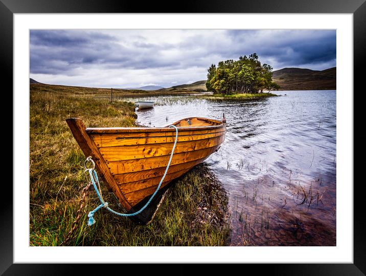 Loch Awe Rowing Boat Framed Mounted Print by John Frid