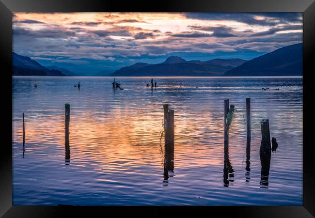 Sunset over Loch Ness Framed Print by John Frid