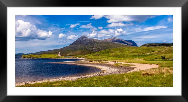 Loch Assynt and Ardvreck Castle Framed Mounted Print by John Frid