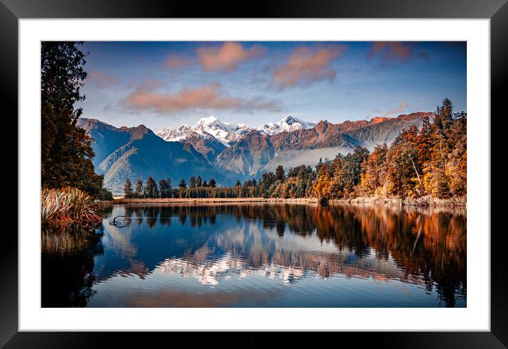 Lake Matheson New Zealand Framed Mounted Print by John Frid