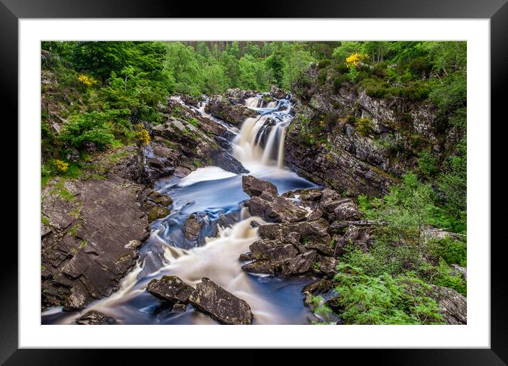 Rogie Falls in the Scottish Highlands  Framed Mounted Print by John Frid