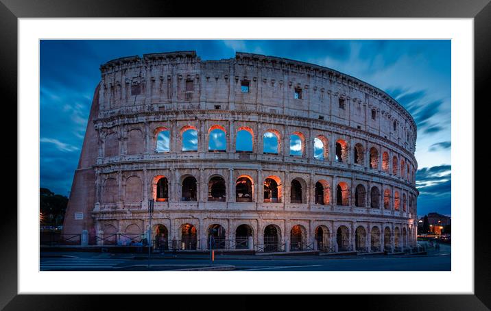 Colosseum at Night Framed Mounted Print by John Frid