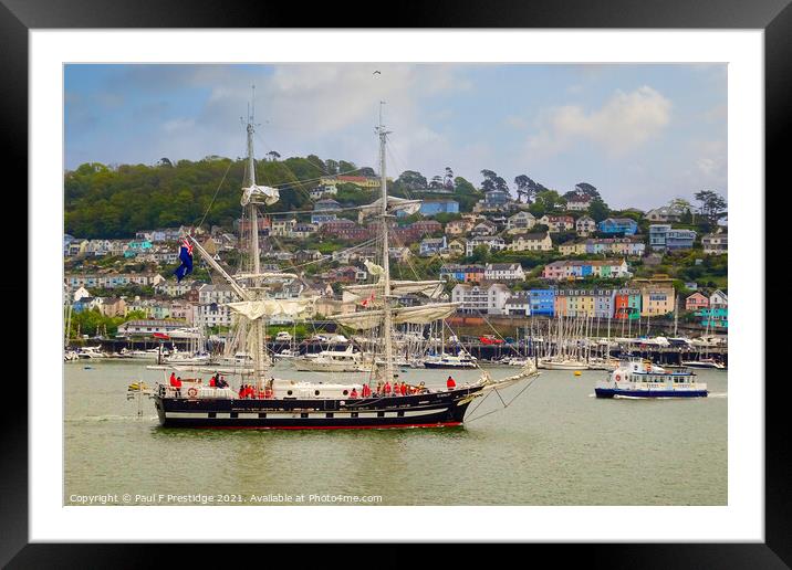 TS Royalist Sailing Through Kingswear Framed Mounted Print by Paul F Prestidge