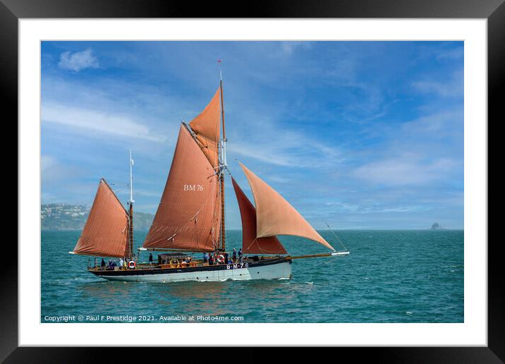 The Vigilance Heritage Trawler in Full Sail Framed Mounted Print by Paul F Prestidge