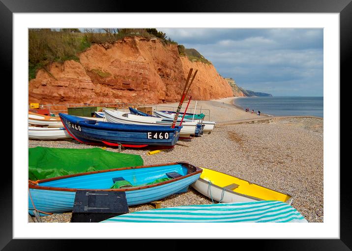 Boats on the Beach at Sidmouth Framed Mounted Print by Paul F Prestidge