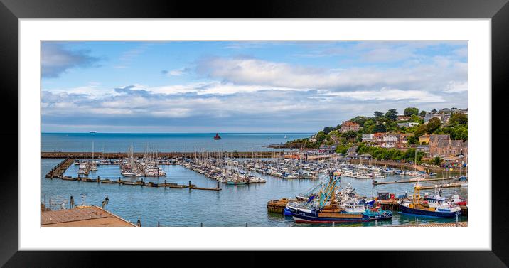 A Serene Haven Brixhams Panoramic Marina and Harbo Framed Mounted Print by Paul F Prestidge