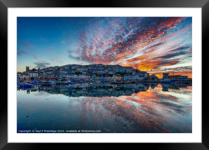 Serene Sunset Over Brixham Harbour Framed Mounted Print by Paul F Prestidge