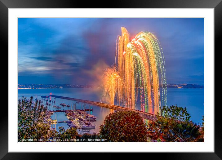 Raining Fireworks at Brixham Framed Mounted Print by Paul F Prestidge