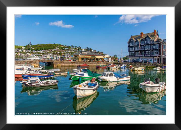 Dartmouth Harbour and Cafe Framed Mounted Print by Paul F Prestidge