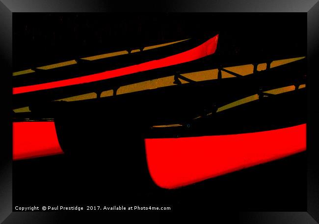  Red Canoes abstract                   Framed Print by Paul F Prestidge