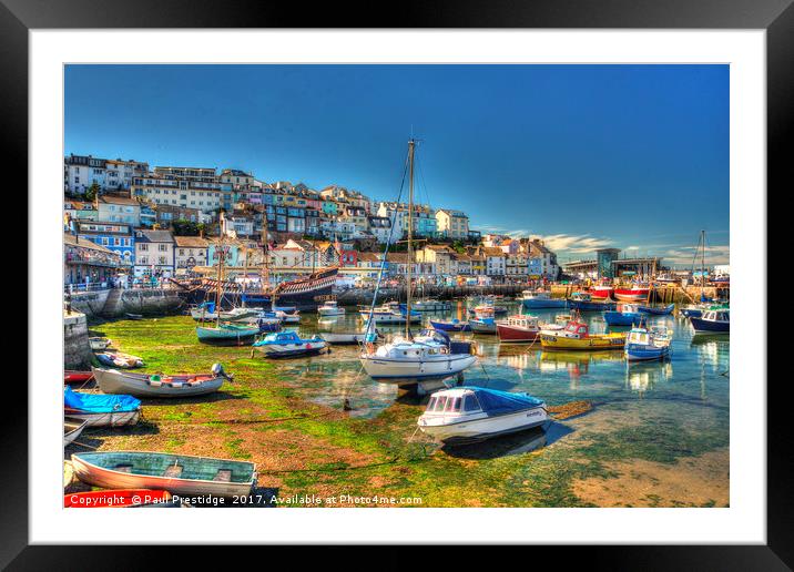 Brixham Harbour at Low Tide Framed Mounted Print by Paul F Prestidge