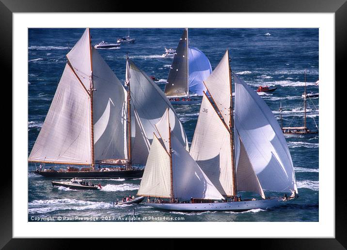 Majestic J Class Yachts Racing in the Solent Framed Mounted Print by Paul F Prestidge