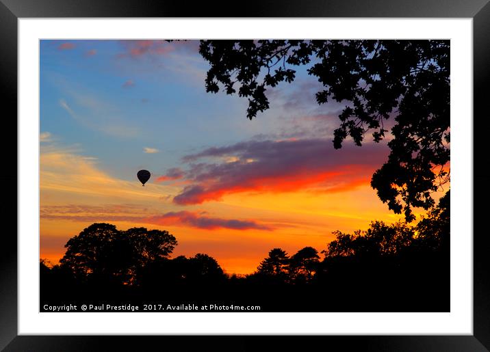 Hot Air Balloon at Sunset over Silverton Framed Mounted Print by Paul F Prestidge