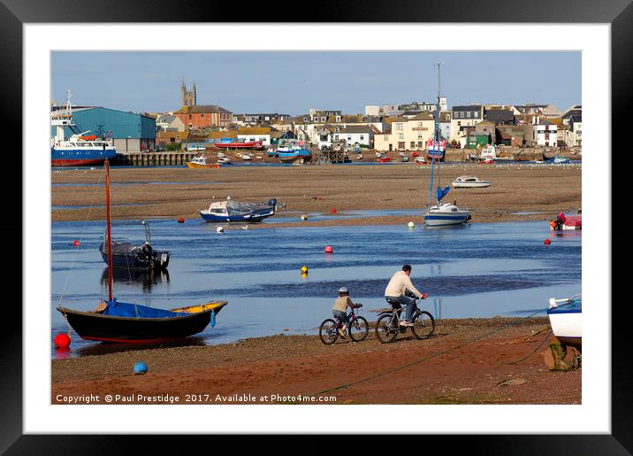 Cycling At Shaldon Framed Mounted Print by Paul F Prestidge