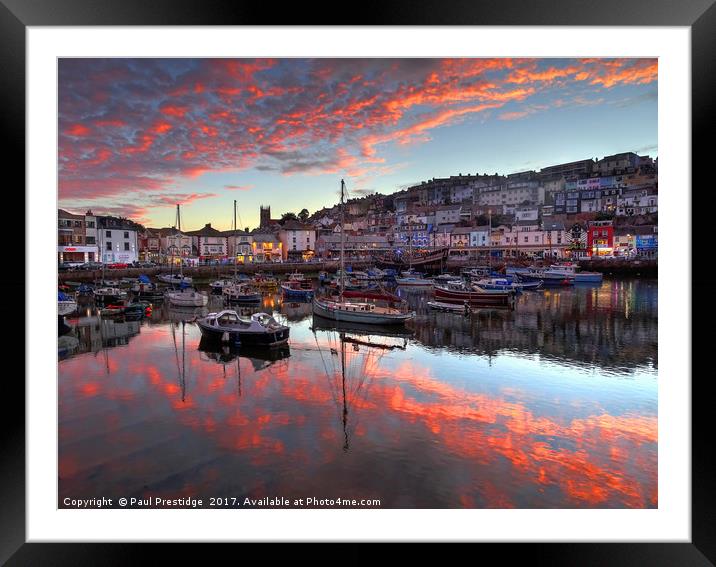 Dramatic Brixham Sunset Reflections Framed Mounted Print by Paul F Prestidge