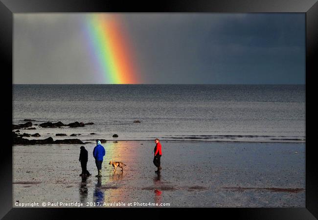 Rainbow at Goodrington Beach Framed Print by Paul F Prestidge