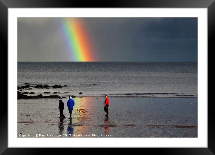 Rainbow at Goodrington Beach Framed Mounted Print by Paul F Prestidge