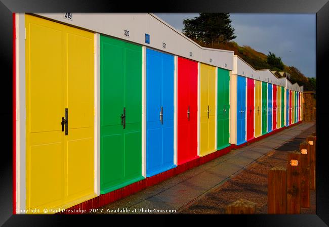 Colourful Beach Huts at Exmouth Framed Print by Paul F Prestidge
