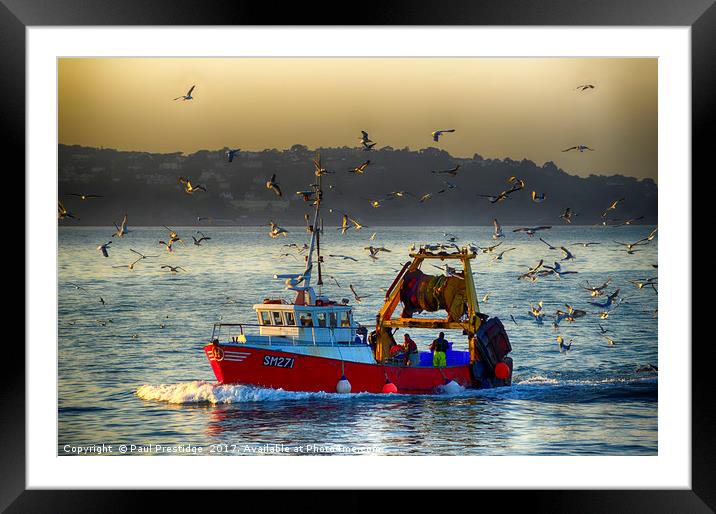         Trawler Heading for Port                   Framed Mounted Print by Paul F Prestidge