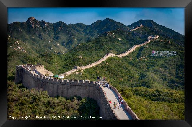 The Great Wall of China at Badaling Framed Print by Paul F Prestidge