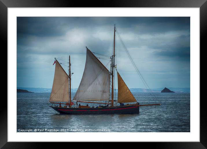 Brixham Sail Trawler 'Leader' Framed Mounted Print by Paul F Prestidge