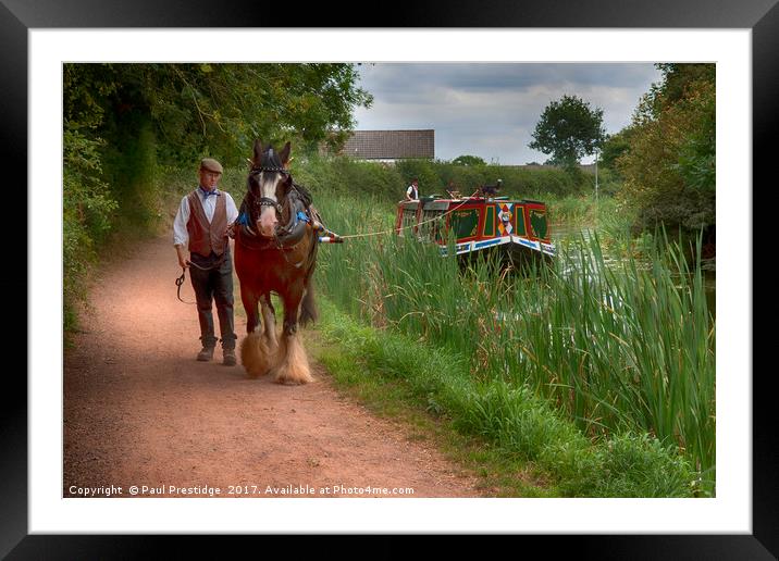 Horse-Drawn Barge on the Grand Western Canal Framed Mounted Print by Paul F Prestidge
