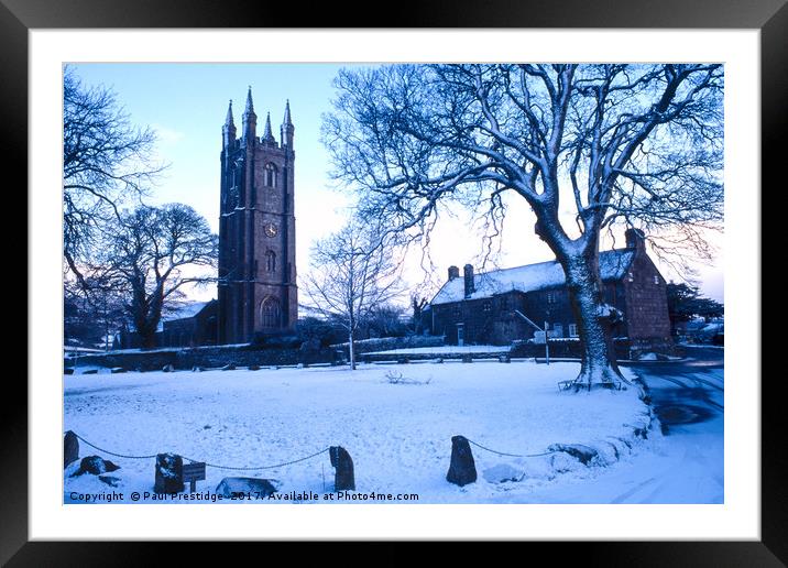 Widecombe in the Snow Framed Mounted Print by Paul F Prestidge