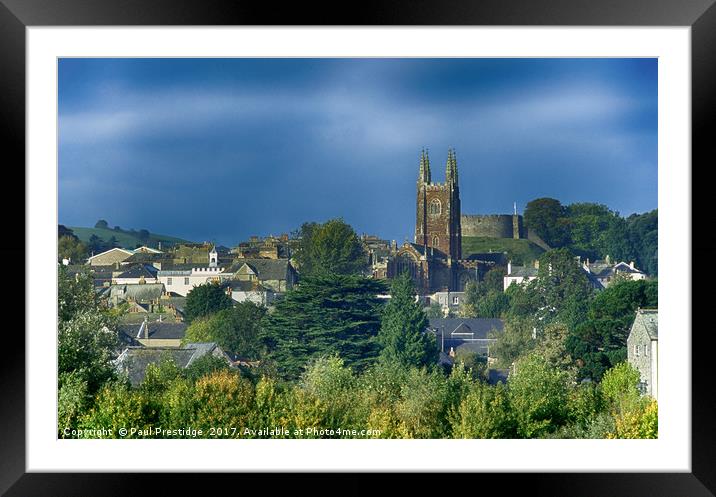 Totnes Church and Castle in Autumn Framed Mounted Print by Paul F Prestidge