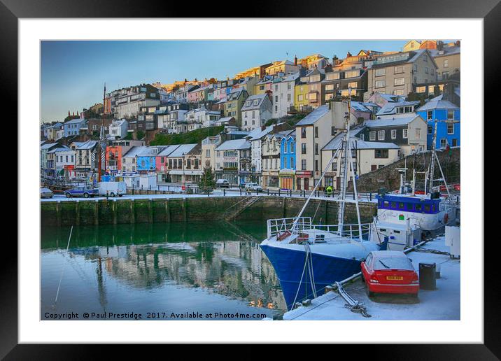 Brixham in Winter Framed Mounted Print by Paul F Prestidge