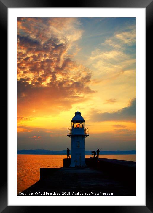 Golden Hour at Brixham Breakwater Framed Mounted Print by Paul F Prestidge