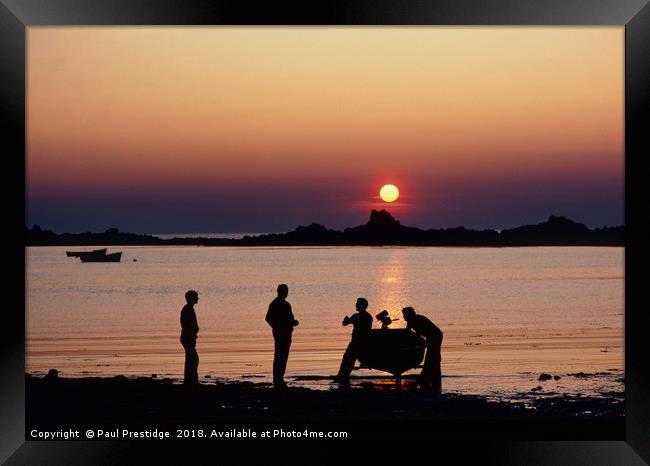 Sunset at Cobo Bay Framed Print by Paul F Prestidge