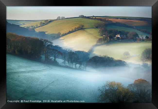 Misty Devon Valley Framed Print by Paul F Prestidge