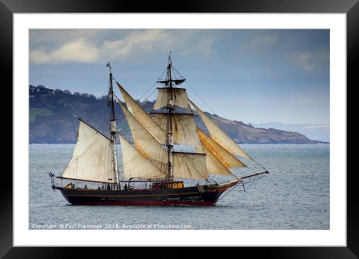 Engineless EcoWarrior Sails to Distant Shores Framed Mounted Print by Paul F Prestidge