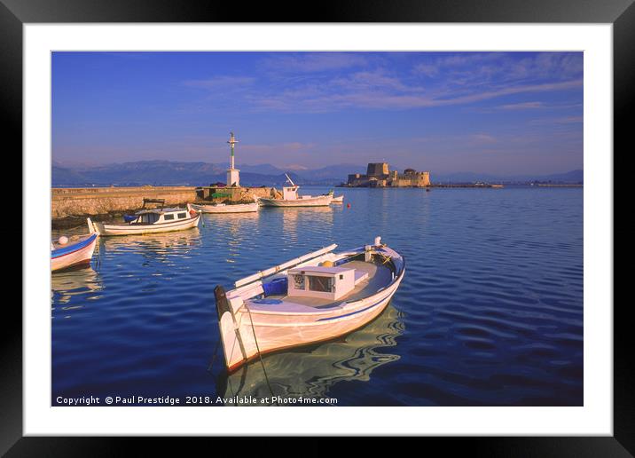 The Harbour at Nafplio, Greece Framed Mounted Print by Paul F Prestidge