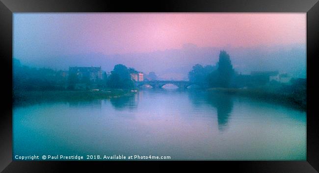 Totnes Bridge in the Mist Framed Print by Paul F Prestidge