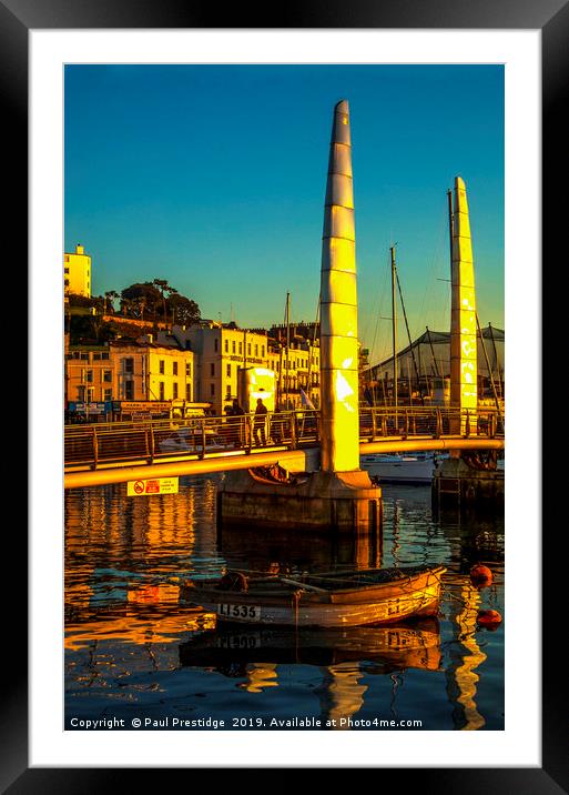 Torquay Inner Harbour Bridge Framed Mounted Print by Paul F Prestidge