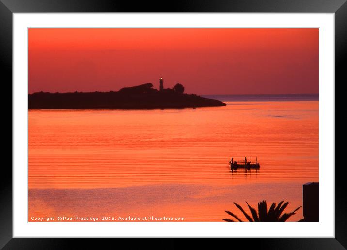 Dawn in the Bay of Pollenca, Mallorca Framed Mounted Print by Paul F Prestidge