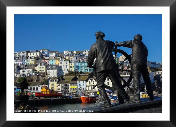 The Man and Boy Statue in Brixham                  Framed Mounted Print by Paul F Prestidge