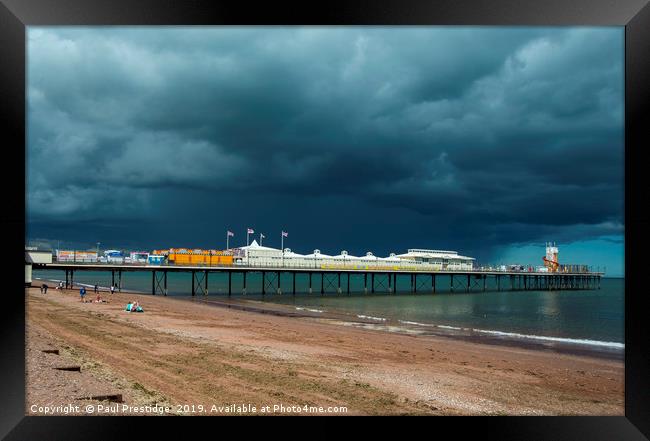Storm Approaching Paignton Pier Framed Print by Paul F Prestidge