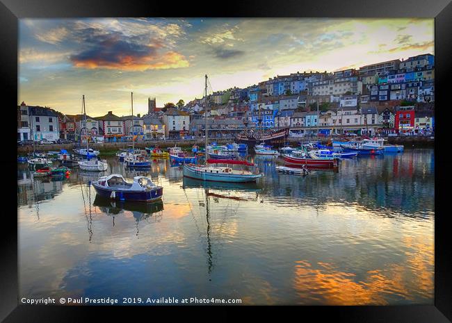 Brixham Harbour in Late Evening        Framed Print by Paul F Prestidge