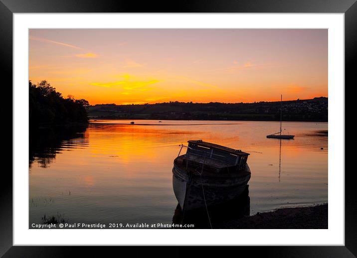 Teign Estuary Sunset Framed Mounted Print by Paul F Prestidge