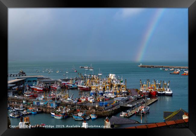 Stormy Christmas Eve in Brixham Harbour Framed Print by Paul F Prestidge