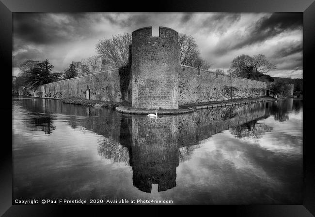 The Bisop's Palace Walls and Moat at Wells Framed Print by Paul F Prestidge