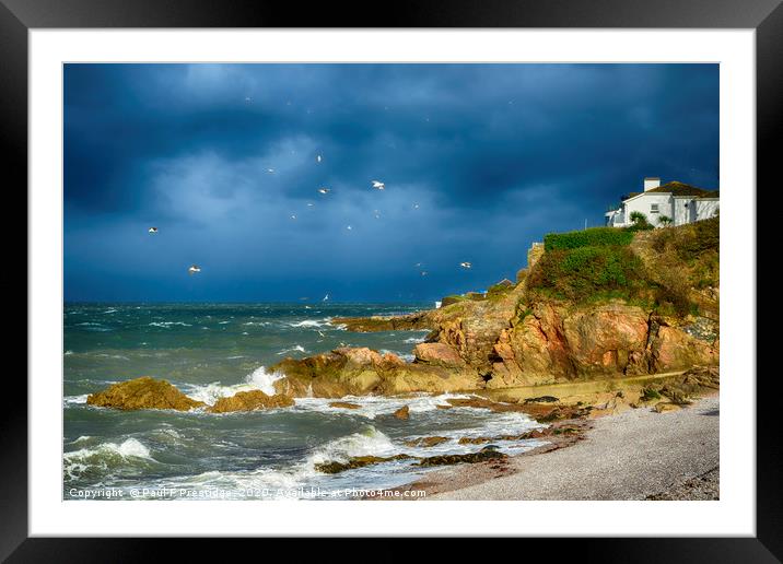 Stormy Conditions at Breakwater Beach Framed Mounted Print by Paul F Prestidge